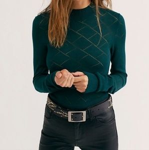 Free People Pointelle Bodysuit -Teal